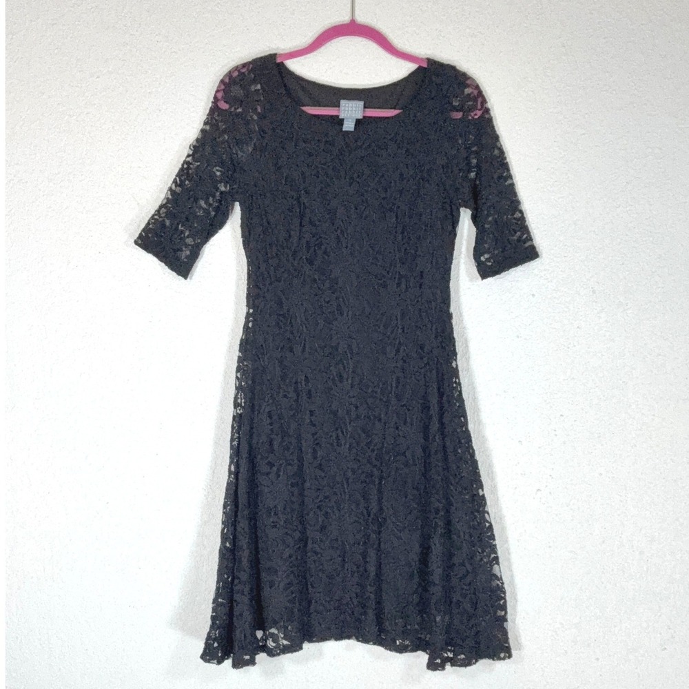 Rabbit Rabbit Rabbit  Black Lace Fit & Flare Dress - 12 - Goth Girl/Grunge Chic